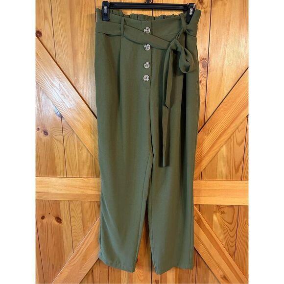 Altar'd State Womens High Waist  Paper Bag Pants Size Medium Army Green  (0968) - Picture 1 of 8